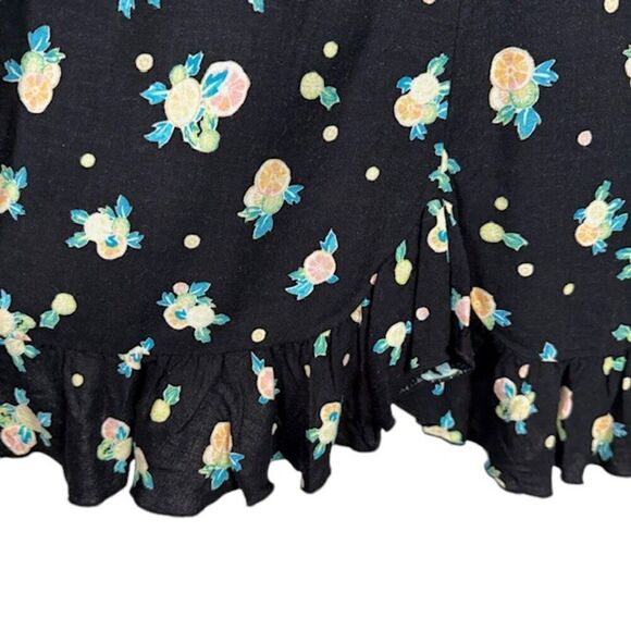 Free People Like A Lady Black Mini Dress Lemon Slice Tie Back Buttons Size XS - Picture 5 of 15